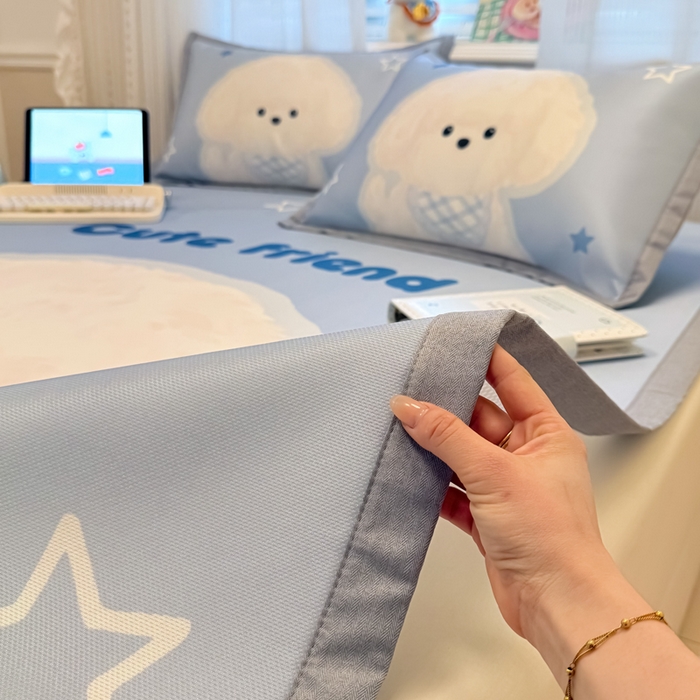 91家纺网 家纺一手货源 找家纺 （总）柒月家居 2026新款大版印花碳光冰丝席床席款凉席