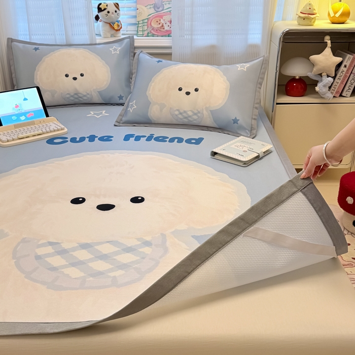 91家纺网 家纺一手货源 找家纺 （总）柒月家居 2026新款大版印花碳光冰丝席床席款凉席