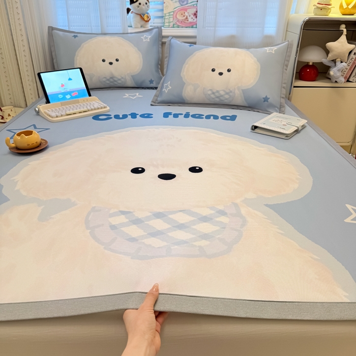 91家纺网 家纺一手货源 找家纺 （总）柒月家居 2026新款大版印花碳光冰丝席床席款凉席