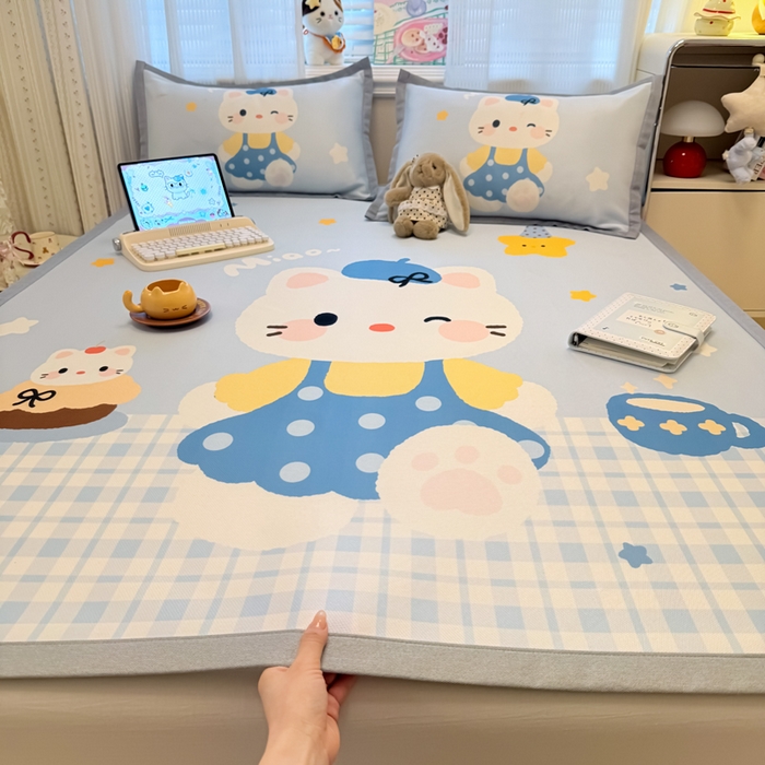 91家纺网 家纺一手货源 找家纺 （总）柒月家居 2026新款大版印花碳光冰丝席床席款凉席