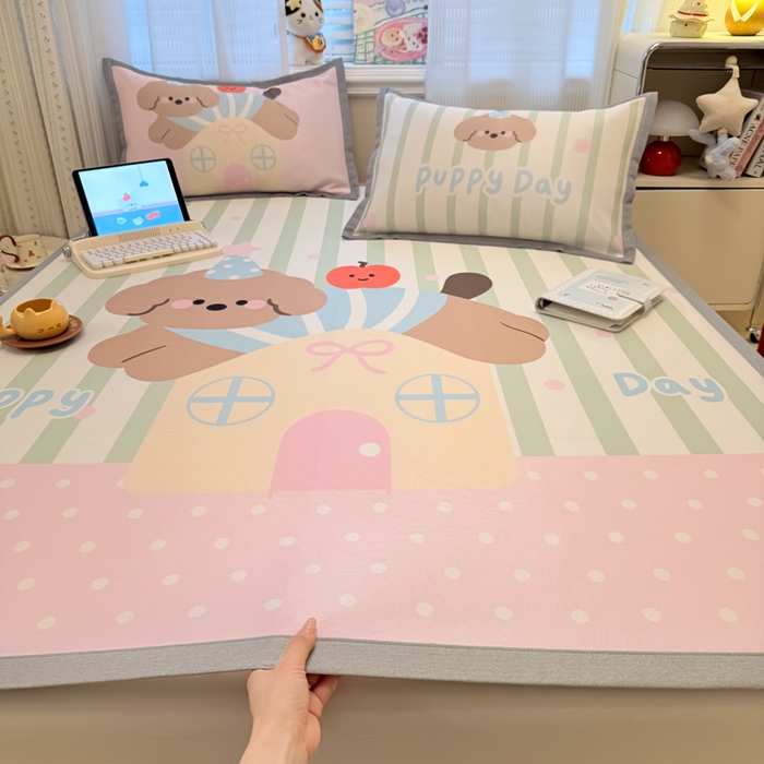 91家纺网 家纺一手货源 找家纺 （总）柒月家居 2026新款大版印花碳光冰丝席床席款凉席