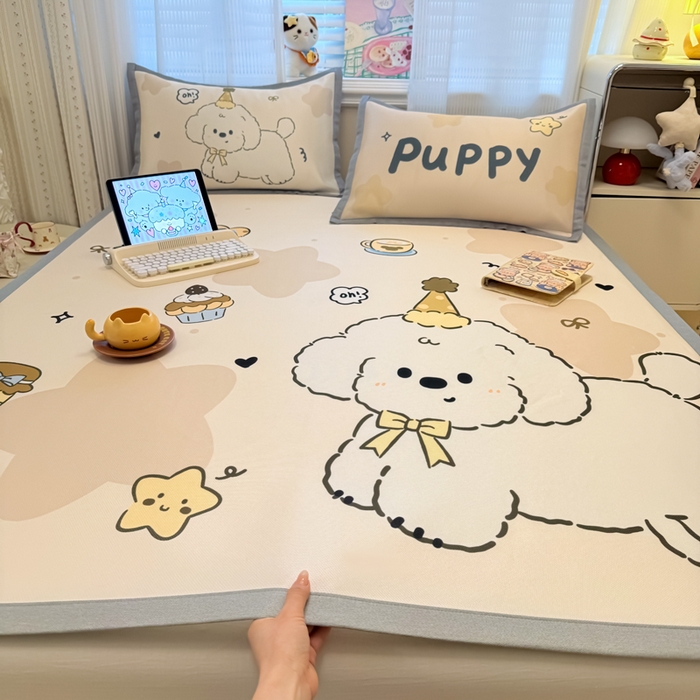 91家纺网 家纺一手货源 找家纺 （总）柒月家居 2026新款大版印花碳光冰丝席床席款凉席