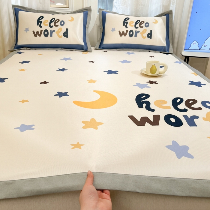 91家纺网 家纺一手货源 找家纺 （总）柒月家居 2026新款大版印花碳光冰丝席床席款凉席