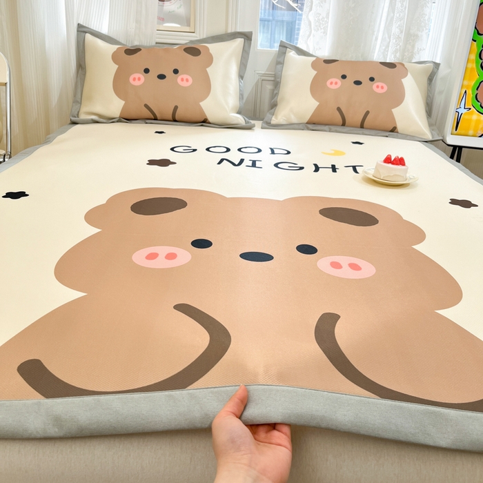 91家纺网 家纺一手货源 找家纺 （总）柒月家居 2026新款大版印花碳光冰丝席床席款凉席