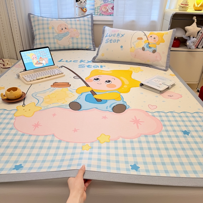 91家纺网 家纺一手货源 找家纺 （总）柒月家居 2026新款大版印花碳光冰丝席床席款凉席