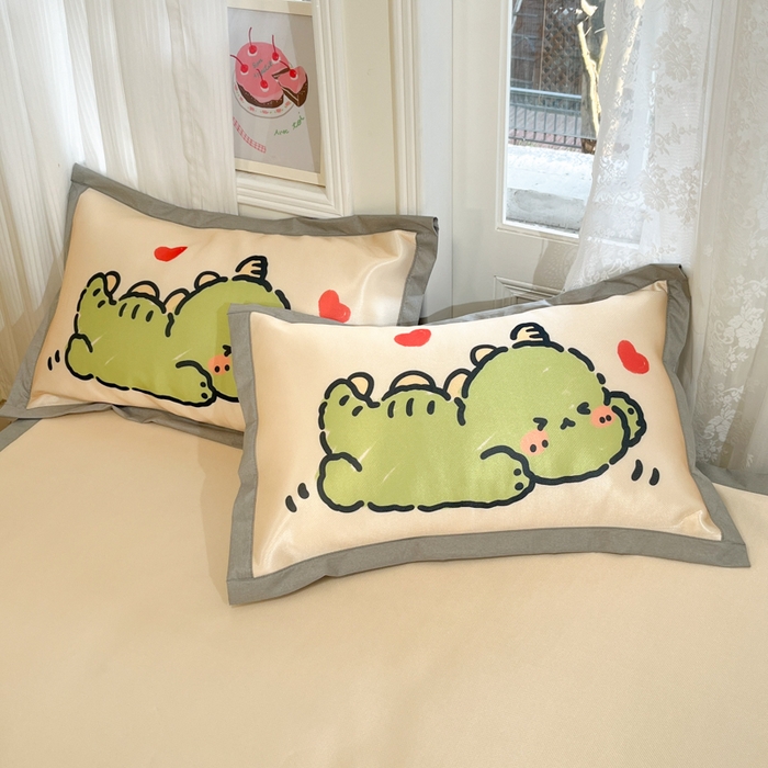 91家纺网 家纺一手货源 找家纺 柒月家居 2026新款大版印花碳光冰丝席床席款凉席 动物世界