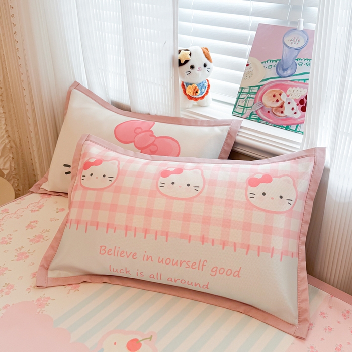 91家纺网 家纺一手货源 找家纺 柒月家居 2026新款大版印花碳光冰丝席床席款凉席 猫猫小窝