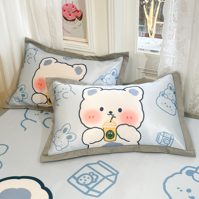 91家纺网 家纺一手货源 找家纺 柒月家居 2026新款大版印花碳光冰丝席床席款凉席 萌宝