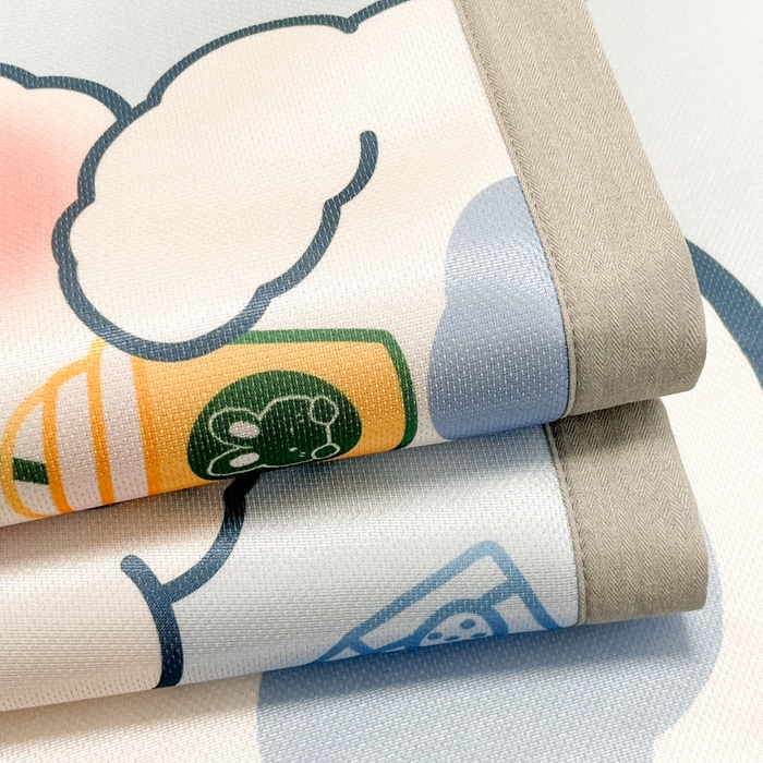 91家纺网 家纺一手货源 找家纺 柒月家居 2026新款大版印花碳光冰丝席床席款凉席 萌宝