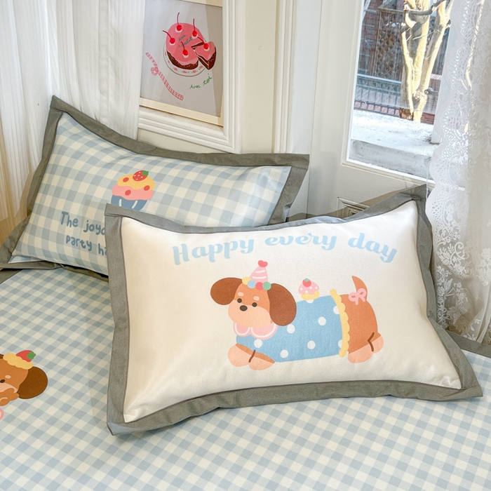 91家纺网 家纺一手货源 找家纺 柒月家居 2026新款大版印花碳光冰丝席床席款凉席 汪汪乐园