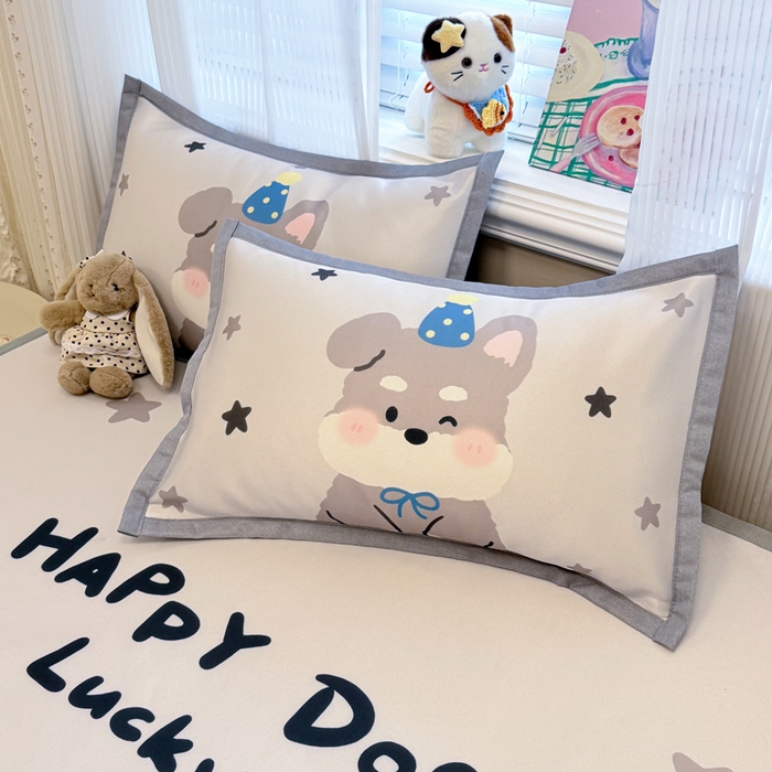 91家纺网 家纺一手货源 找家纺 柒月家居 2026新款大版印花碳光冰丝席床席款凉席 雪纳瑞狗