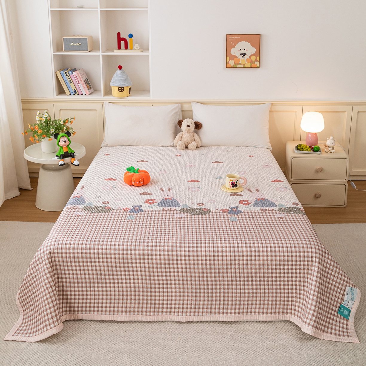 91家纺网 家纺一手货源 找家纺 （总）源舜家纺 2026新款天丝莫代尔大版凉感床盖,抱抱兔,春日花语,快乐周末,蘑菇女孩,甜心女孩