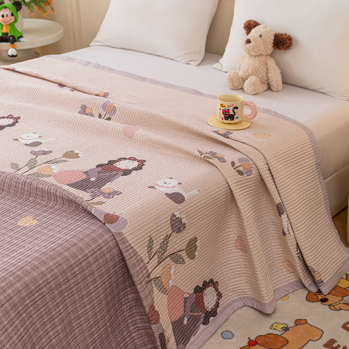 91家纺网 家纺一手货源 找家纺 源舜家纺 2026新款天丝莫代尔大版凉感床盖 春日花语