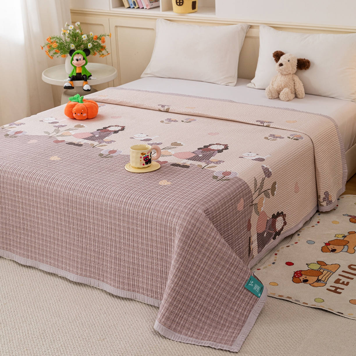 91家纺网 家纺一手货源 找家纺 源舜家纺 2026新款天丝莫代尔大版凉感床盖 春日花语