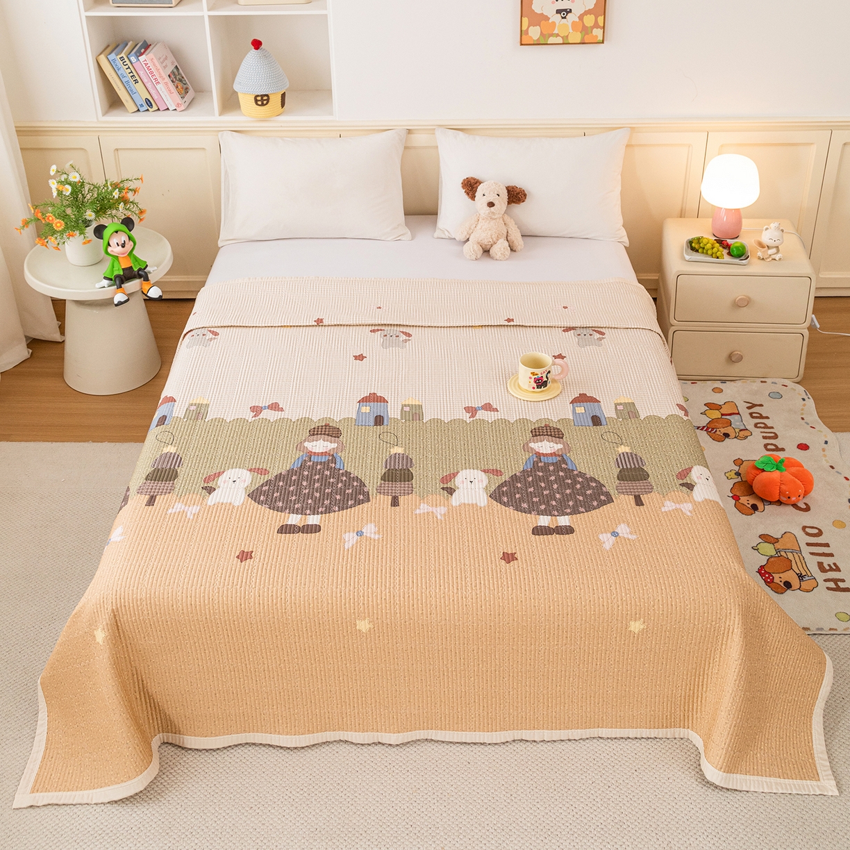 91家纺网 家纺一手货源 找家纺 源舜家纺 2026新款天丝莫代尔大版凉感床盖 甜心女孩