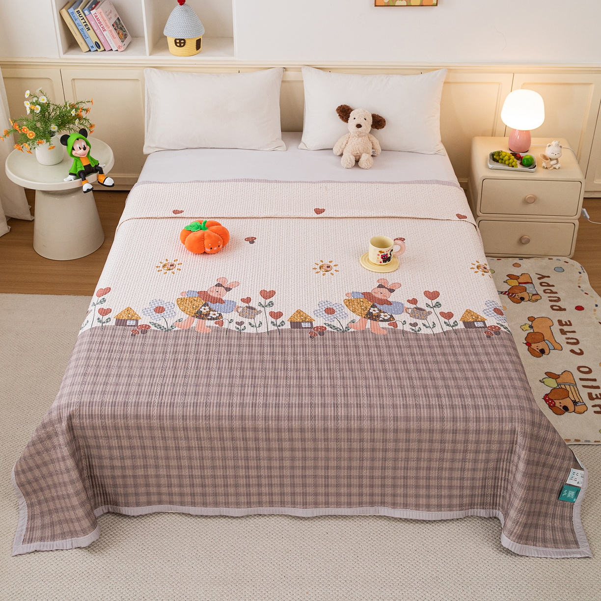 91家纺网 家纺一手货源 找家纺 源舜家纺 2026新款天丝莫代尔大版凉感床盖 快乐周末