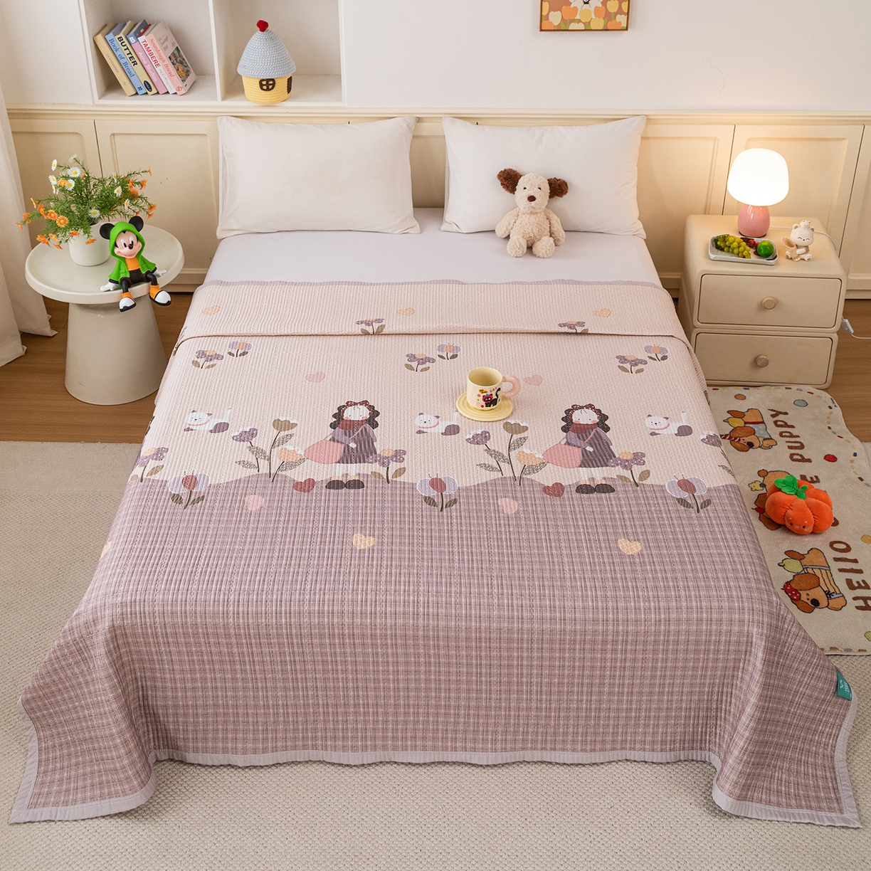 91家纺网 家纺一手货源 找家纺 源舜家纺 2026新款天丝莫代尔大版凉感床盖 春日花语