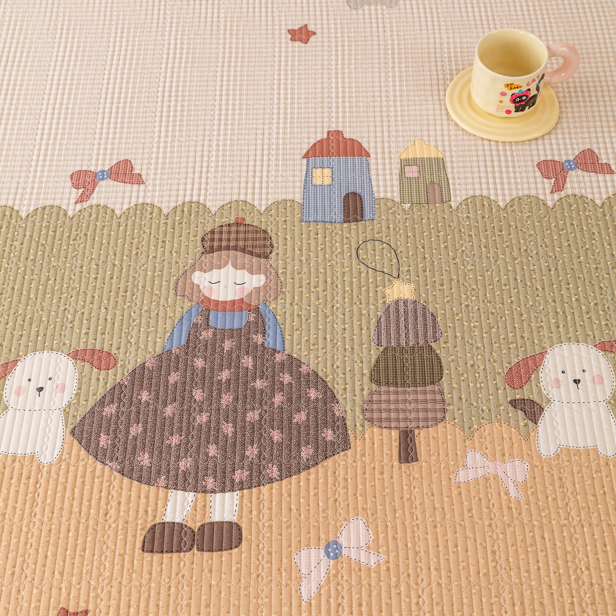 91家纺网 家纺一手货源 找家纺 源舜家纺 2026新款天丝莫代尔大版凉感床盖 甜心女孩