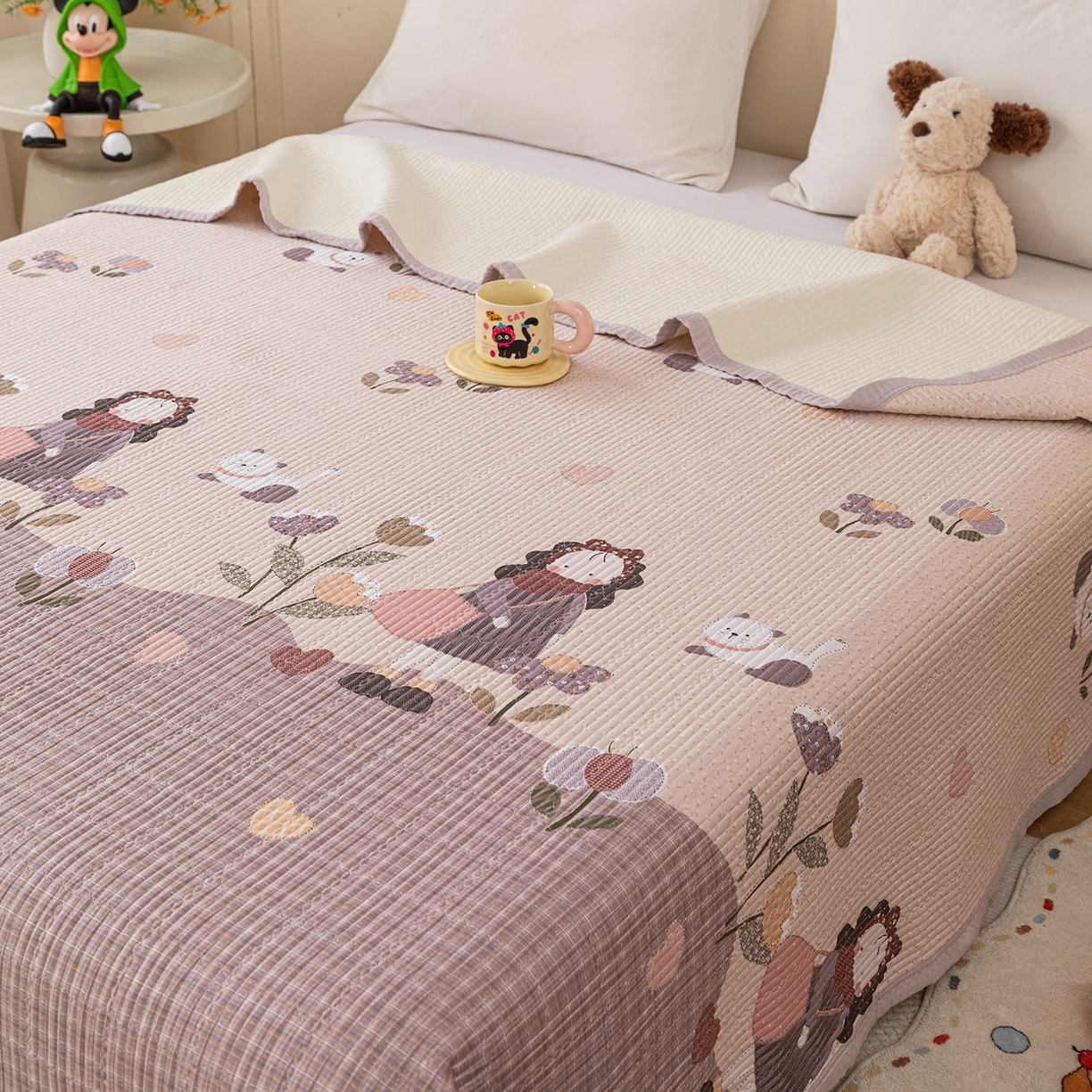 91家纺网 家纺一手货源 找家纺 源舜家纺 2026新款天丝莫代尔大版凉感床盖 春日花语