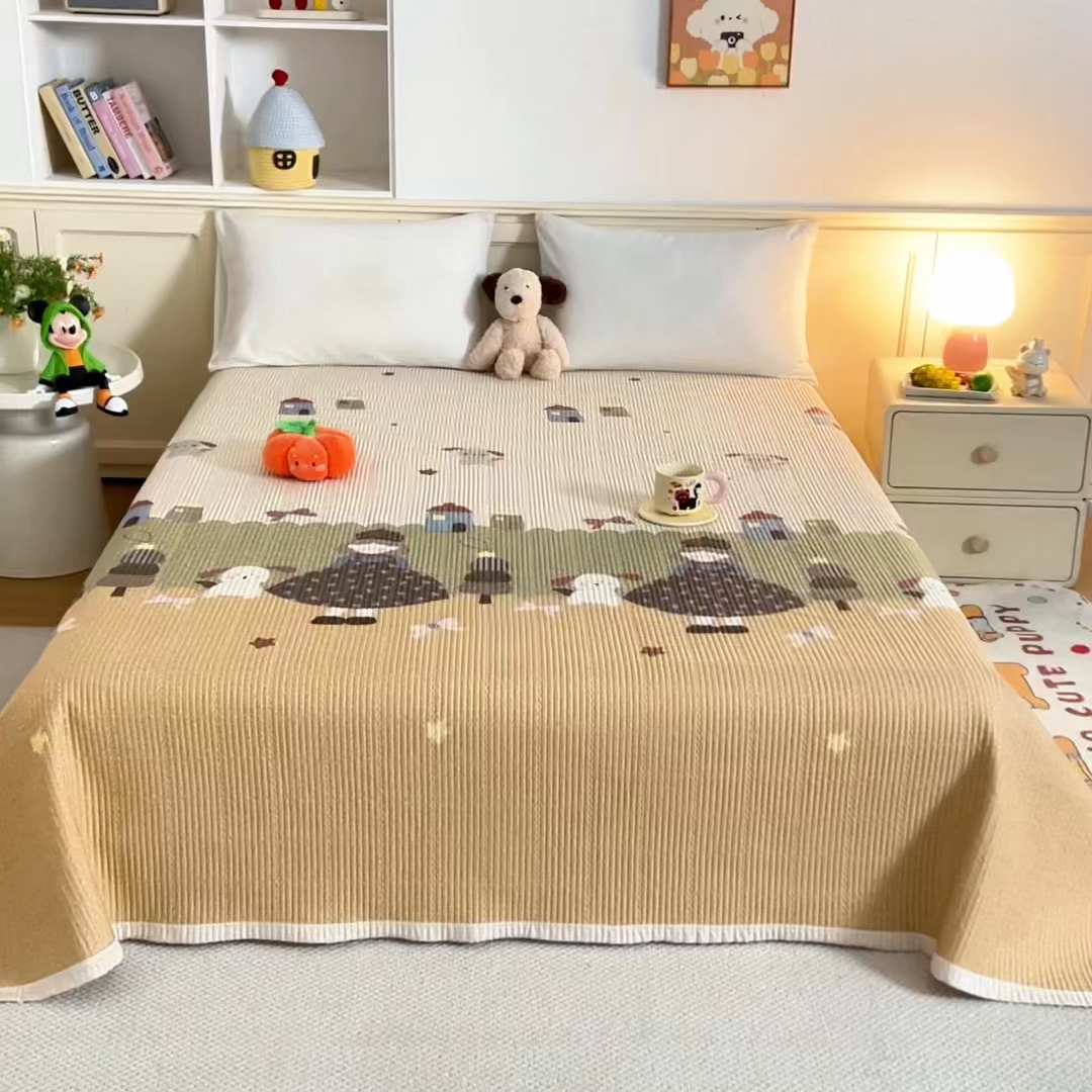 91家纺网 家纺一手货源 找家纺 源舜家纺 2026新款天丝莫代尔大版凉感床盖 甜心女孩