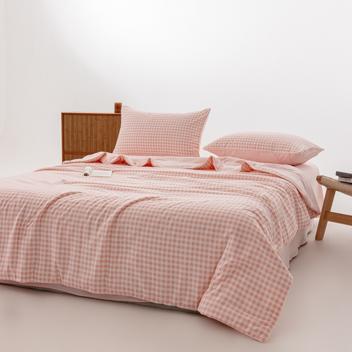 91家纺网 家纺一手货源 找家纺 （总）迪梵家纺 2026新款A类无印风水洗棉格子纯色夏凉被大豆夏被空调被薄被（带买家秀）