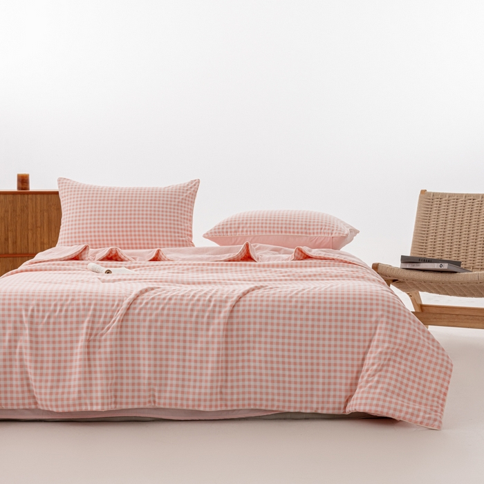 91家纺网 家纺一手货源 找家纺 迪梵家纺 2026新款A类无印风水洗棉格子纯色夏凉被大豆夏被空调被薄被（带买家秀） 玉小格