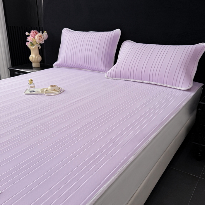 91家纺网 家纺一手货源 找家纺 麋兔 2026新款纯色朵朵小熊冰蚕丝软席 香芋紫