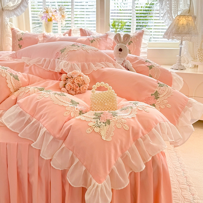 91家纺网 家纺一手货源 找家纺 （总）后庭寝室 2026新款水溶花边床裙四件套-爱恋系列