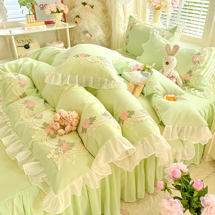 91家纺网 家纺一手货源 找家纺 （总）后庭寝室 2026新款水溶花边床裙四件套-爱恋系列