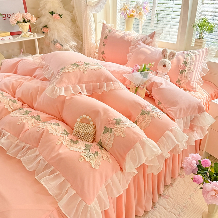 91家纺网 家纺一手货源 找家纺 （总）后庭寝室 2026新款水溶花边床裙四件套-爱恋系列