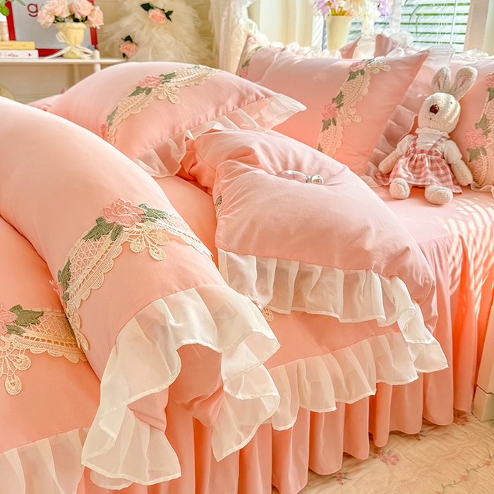 91家纺网 家纺一手货源 找家纺 （总）后庭寝室 2026新款水溶花边床裙四件套-爱恋系列