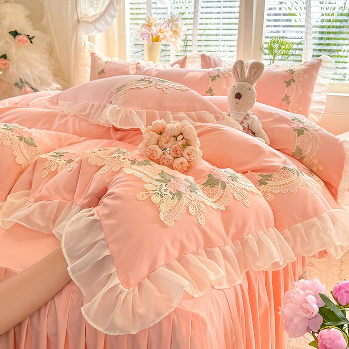 91家纺网 家纺一手货源 找家纺 （总）后庭寝室 2026新款水溶花边床裙四件套-爱恋系列