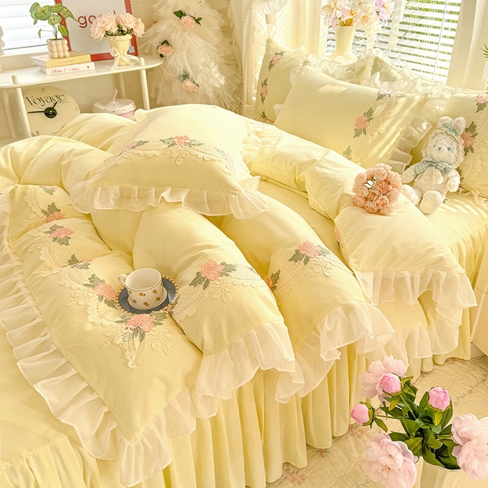 91家纺网 家纺一手货源 找家纺 （总）后庭寝室 2026新款水溶花边床裙四件套-爱恋系列