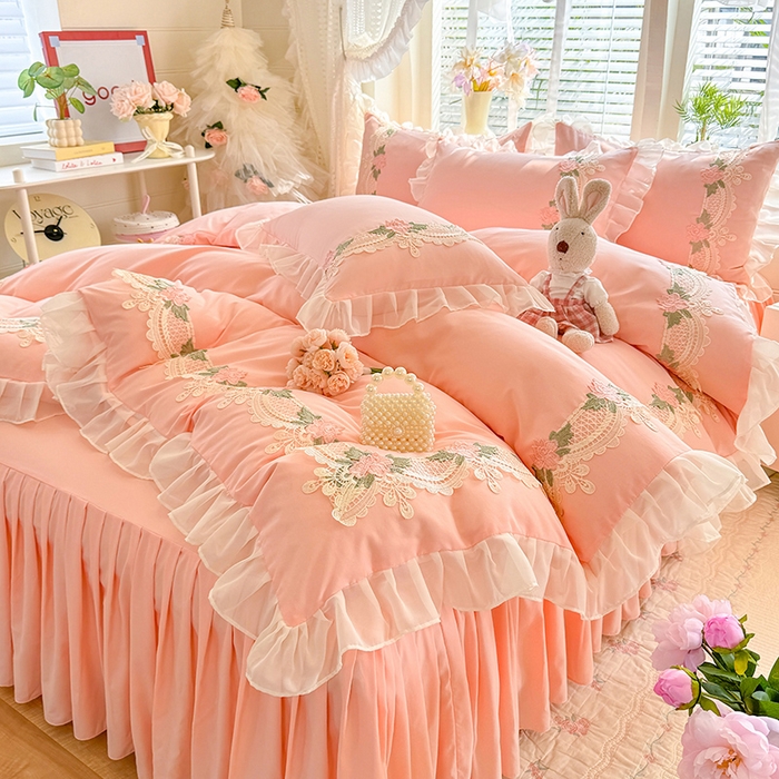 91家纺网 家纺一手货源 找家纺 （总）后庭寝室 2026新款水溶花边床裙四件套-爱恋系列