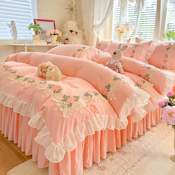 91家纺网 家纺一手货源 找家纺 （总）后庭寝室 2026新款水溶花边床裙四件套-爱恋系列