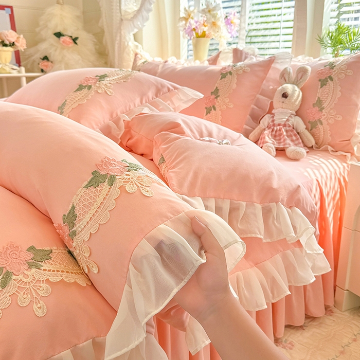 91家纺网 家纺一手货源 找家纺 （总）后庭寝室 2026新款水溶花边床裙四件套-爱恋系列