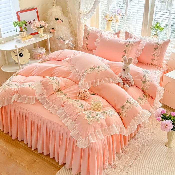 91家纺网 家纺一手货源 找家纺 （总）后庭寝室 2026新款水溶花边床裙四件套-爱恋系列