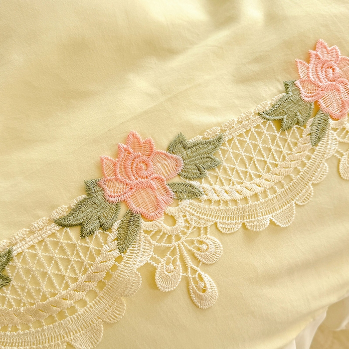 91家纺网 家纺一手货源 找家纺 后庭寝室 2026新款水溶花边床裙四件套-爱恋系列 爱恋-米