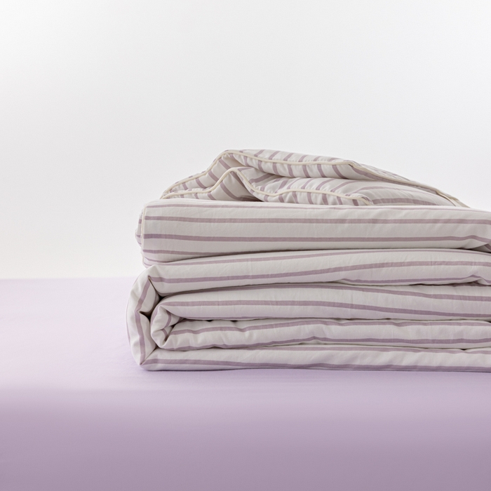 91家纺网 家纺一手货源 找家纺 迪梵家纺 2026新款A类无印风水洗棉条纹大豆夏凉被夏被空调被薄被子被子被芯（带买家秀） 条纹-紫