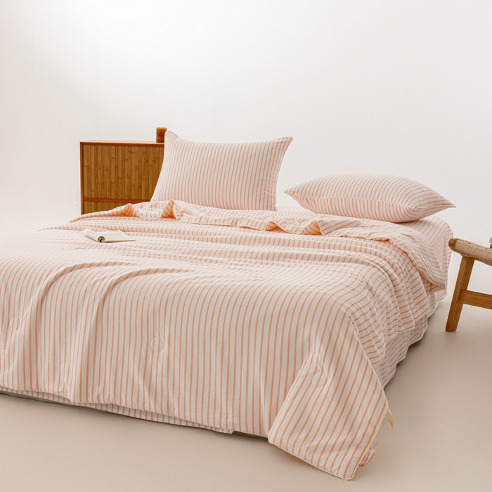 91家纺网 家纺一手货源 找家纺 （总）迪梵家纺 2026新款A类无印风水洗棉条纹大豆夏凉被夏被空调被薄被子被子被芯（带买家秀）