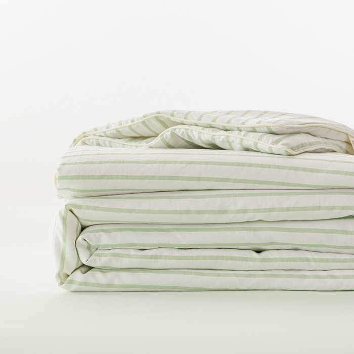 91家纺网 家纺一手货源 找家纺 迪梵家纺 2026新款A类无印风水洗棉条纹大豆夏凉被夏被空调被薄被子被子被芯（带买家秀） 条纹-绿