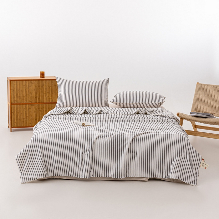 91家纺网 家纺一手货源 找家纺 迪梵家纺 2026新款A类无印风水洗棉条纹大豆夏凉被夏被空调被薄被子被子被芯（带买家秀） 条纹-黑