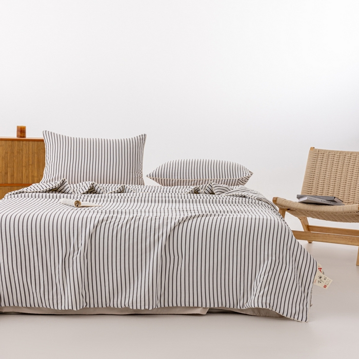 91家纺网 家纺一手货源 找家纺 迪梵家纺 2026新款A类无印风水洗棉条纹大豆夏凉被夏被空调被薄被子被子被芯（带买家秀） 条纹-黑