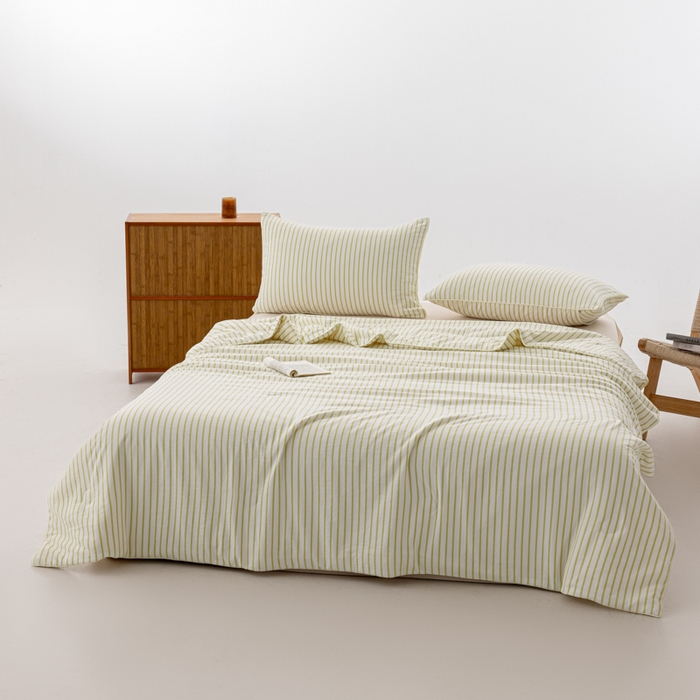 91家纺网 家纺一手货源 找家纺 迪梵家纺 2026新款A类无印风水洗棉条纹大豆夏凉被夏被空调被薄被子被子被芯（带买家秀） 条纹-黄