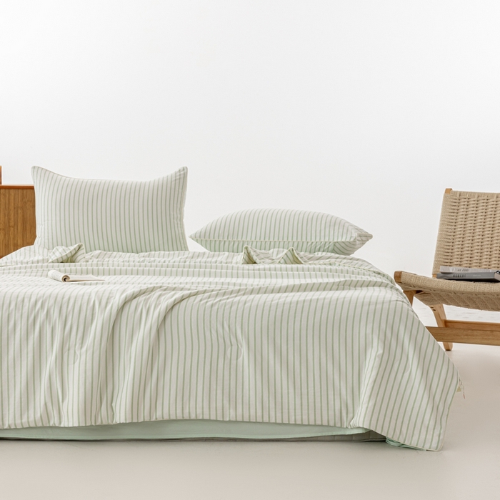 91家纺网 家纺一手货源 找家纺 迪梵家纺 2026新款A类无印风水洗棉条纹大豆夏凉被夏被空调被薄被子被子被芯（带买家秀） 条纹-绿