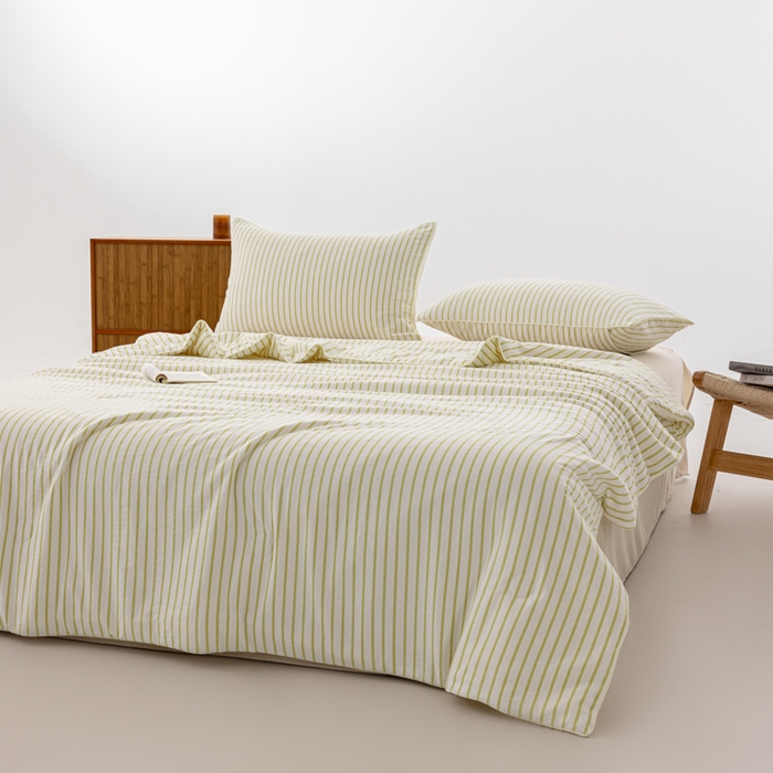 91家纺网 家纺一手货源 找家纺 迪梵家纺 2026新款A类无印风水洗棉条纹大豆夏凉被夏被空调被薄被子被子被芯（带买家秀） 条纹-黄