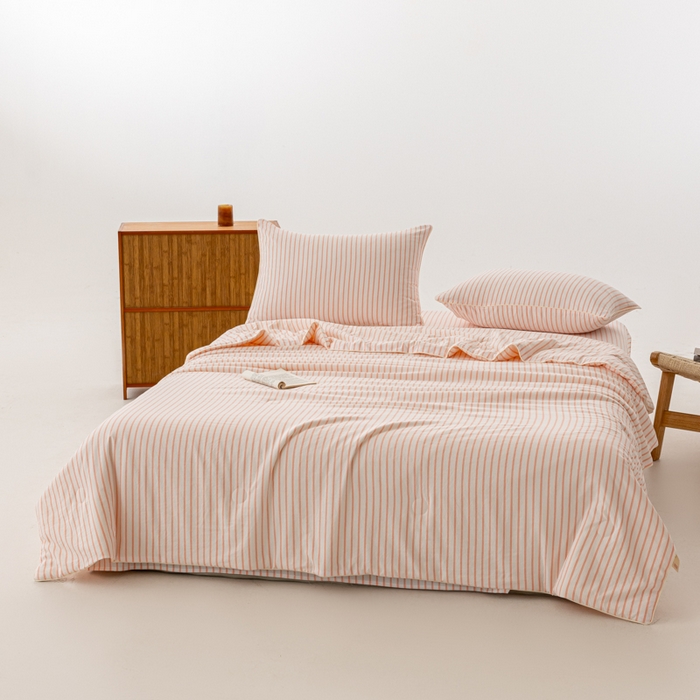 91家纺网 家纺一手货源 找家纺 迪梵家纺 2026新款A类无印风水洗棉条纹大豆夏凉被夏被空调被薄被子被子被芯（带买家秀） 条纹-玉