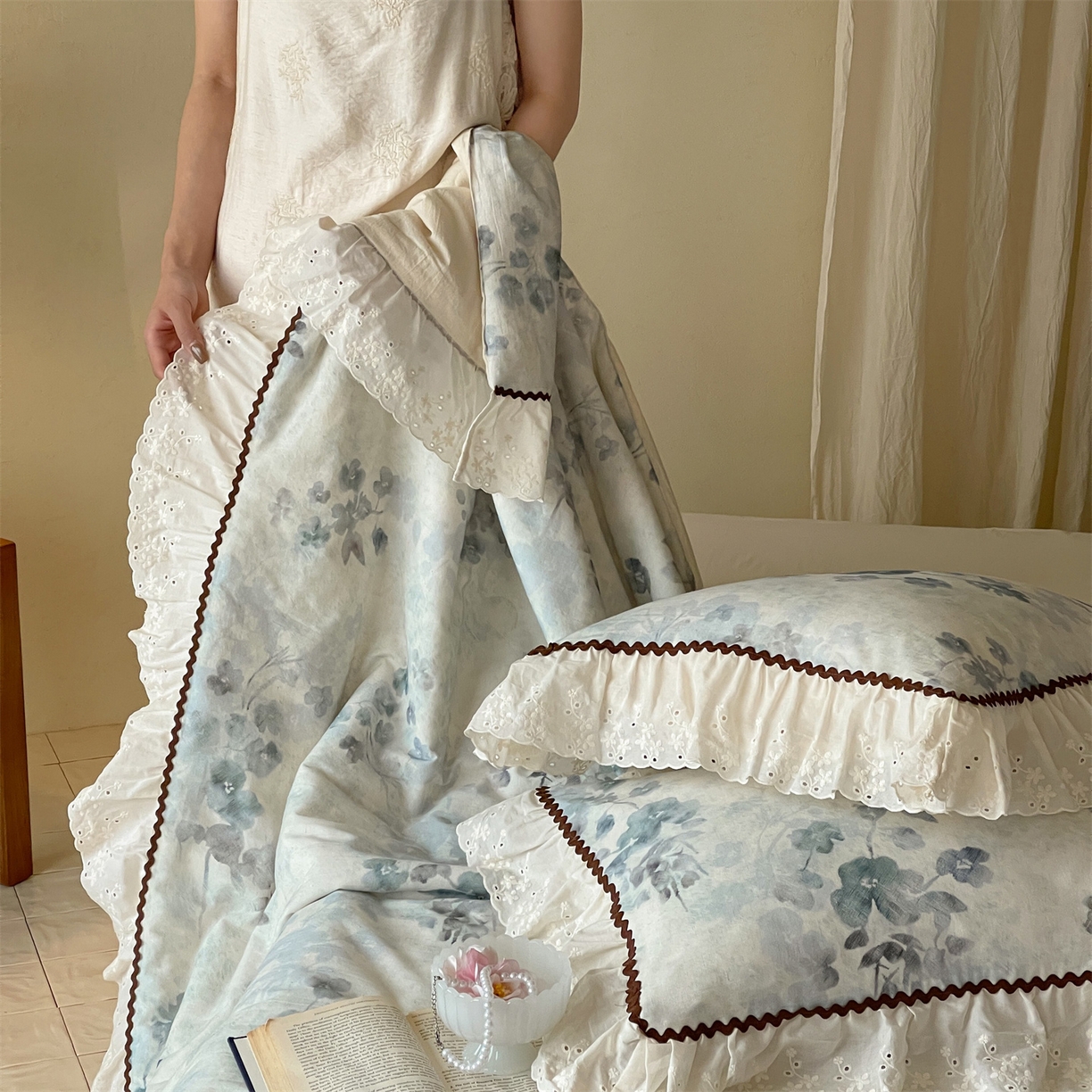 91家纺网 家纺一手货源 找家纺 傲蕾良品 2026新款【山野计划】砂洗棉麻大豆抗菌被 空谷幽兰