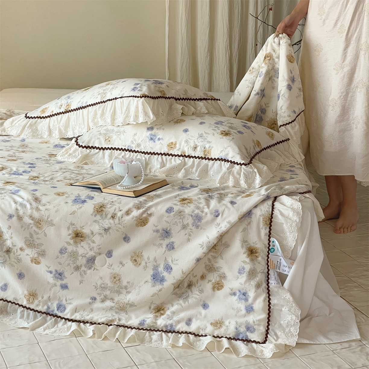 91家纺网 家纺一手货源 找家纺 傲蕾良品 2026新款【山野计划】砂洗棉麻大豆抗菌被 莫奈花园