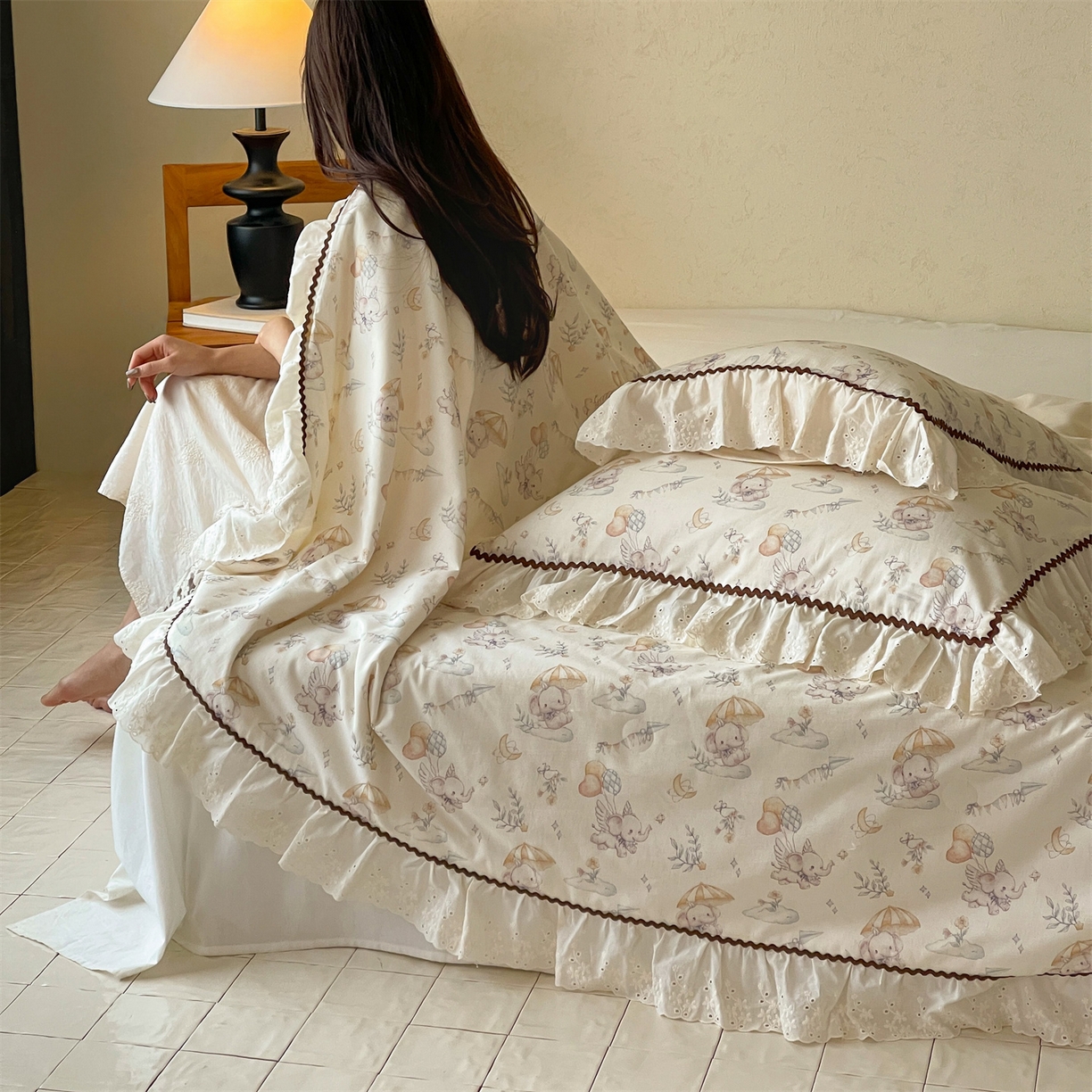 91家纺网 家纺一手货源 找家纺 傲蕾良品 2026新款【山野计划】砂洗棉麻大豆抗菌被 童心小象